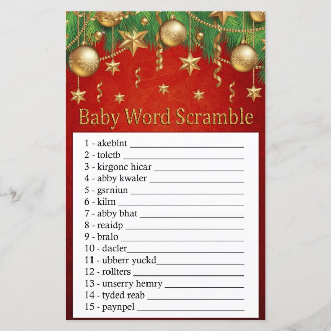 Papier jouet de noël or Baby mot scramble jeu (Devant)
