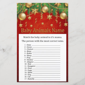 Papier Jouet de Noël or Bébé Animaux Nom Jeu