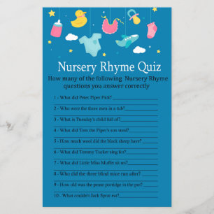 Papier Jouets bébé Nursery Rhyme Quiz jeu de baby shower
