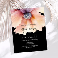 Jour d'anniversaire de budget floral noir de pêche