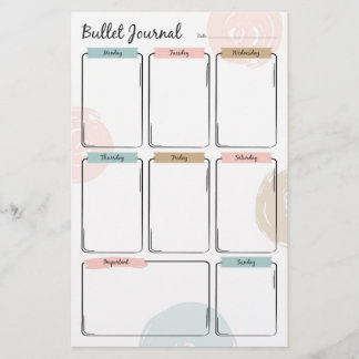 Papier Journal des puces pour la planification hebdomadai