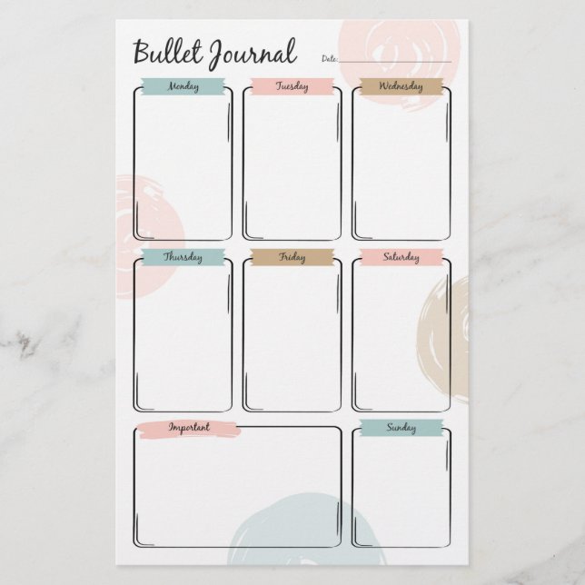 Papier Journal des puces pour la planification hebdomadai (Devant)