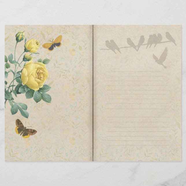 Papier journal rose jaune vintage (Devant)