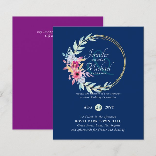 Papier Joyau Tones Mariage à thème Enregistrer Dates Budg (Devant / Derrière)