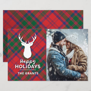 Papier Joyeuses Vacances Rouge Vert Plaid Photo Tartan