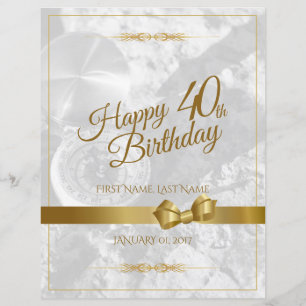 Papier Joyeux 40e anniversaire avec un ruban doré