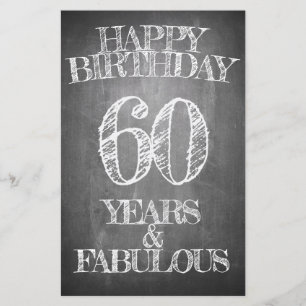 Papier Joyeux anniversaire - 60 ans & Fabuleux en chalkbo