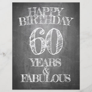 Papier Joyeux Anniversaire - 60 Ans & Fabuleux en tableau