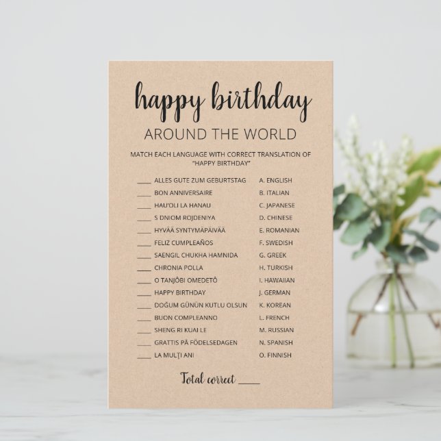 Papier Joyeux anniversaire autour du monde éditable jeu (Debout devant)