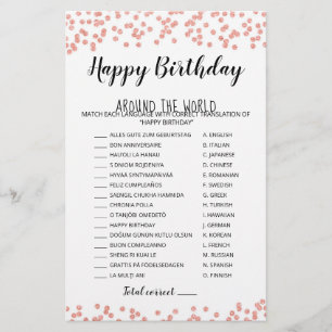 Papier Joyeux Anniversaire autour du monde Jeu d'annivers