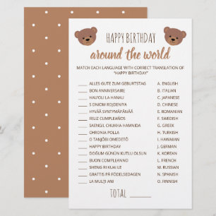 Papier Joyeux Anniversaire Autour du Monde Jeu Ourson en