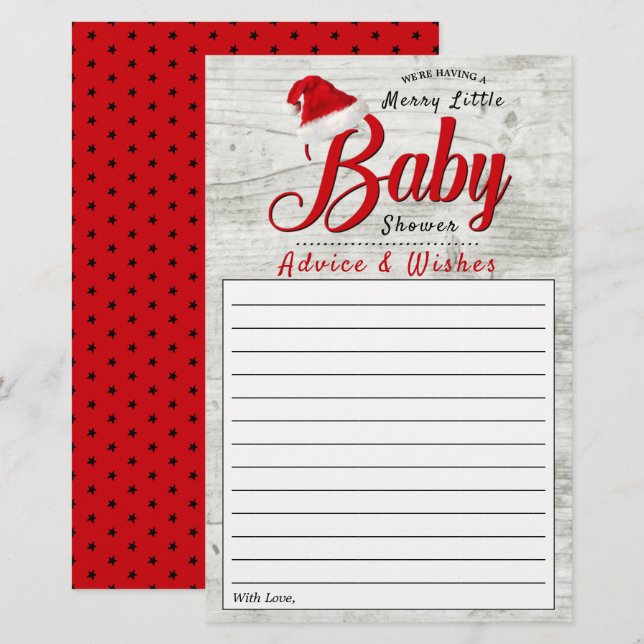 Papier Joyeux Baby shower de Noël Conseils et souhaits (Devant / Derrière)