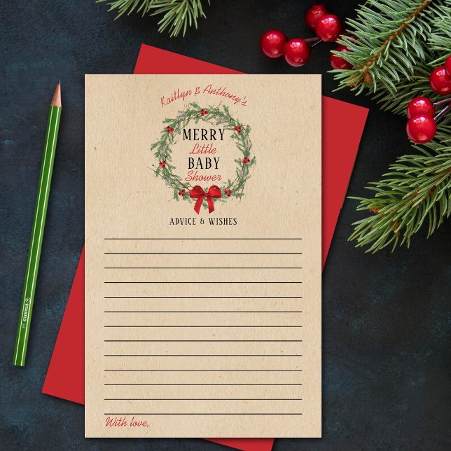 Papier Joyeux Baby shower de Noël Conseils et souhaits (Créateur téléchargé)