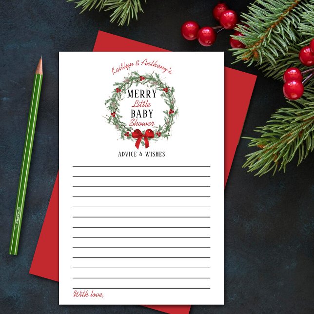 Papier Joyeux Baby shower de Noël Conseils et souhaits (Créateur téléchargé)