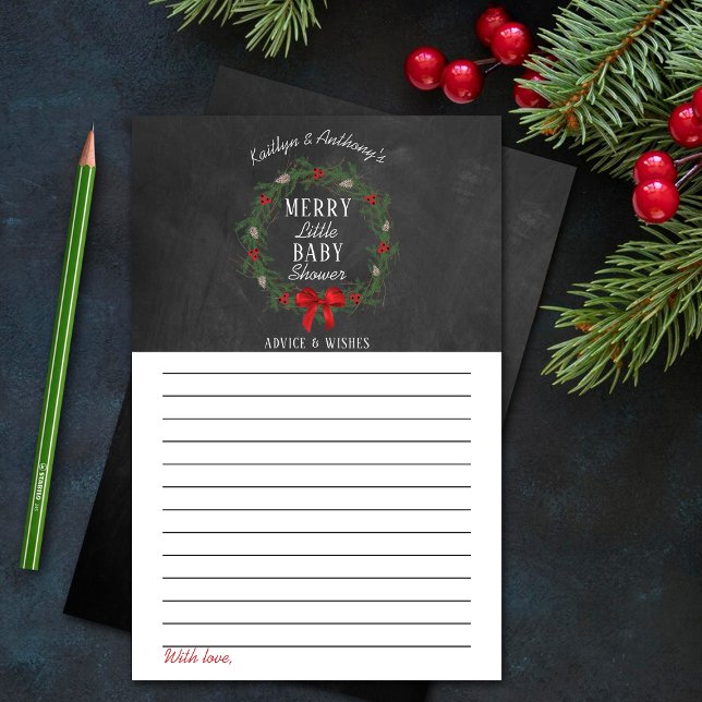 Papier Joyeux Baby shower de Noël Conseils et souhaits (Créateur téléchargé)