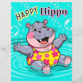 Papier Joyeux Hippo | Belle caricature de l'art de la pép