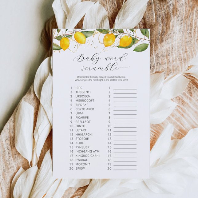 Papier Joyeux Jaune Baby Mot Baby shower Scramble Jeu (Créateur téléchargé)