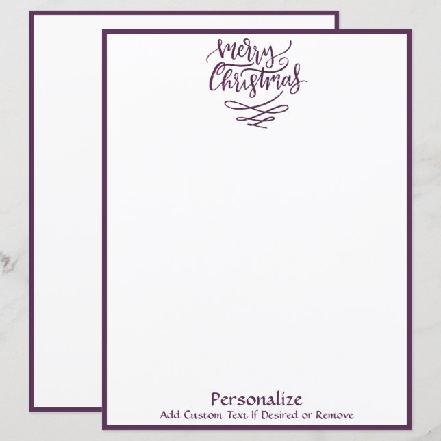 Papier Joyeux Noël Purple Holiday Personnalisé (Devant / Derrière)
