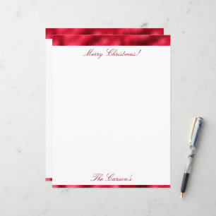 Papier Joyeux Noël Rouge Élégant Métallique Stationnaire