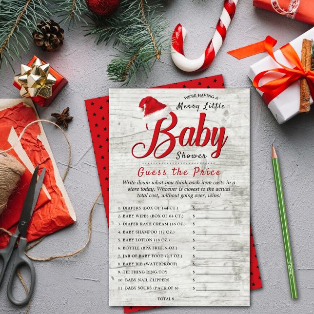 Papier Joyeux Petit Baby shower De Noël Devinez Le Prix (Créateur téléchargé)