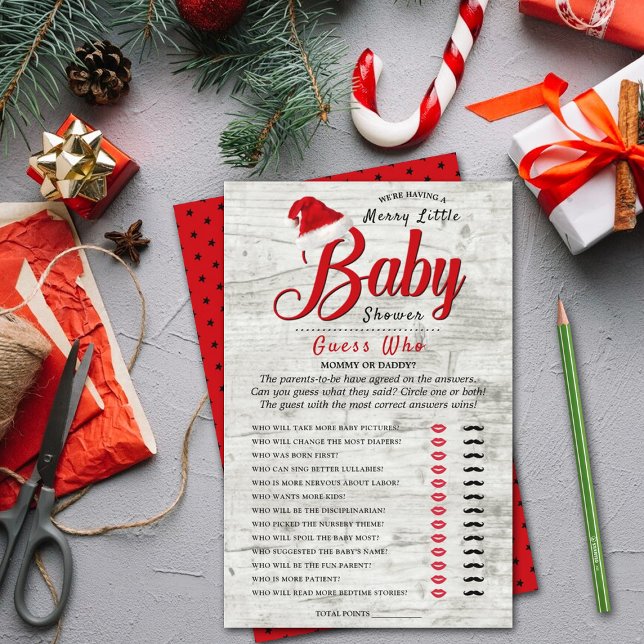 Papier Joyeux Petit Baby shower de Noël Devinez Qui Joue (Créateur téléchargé)