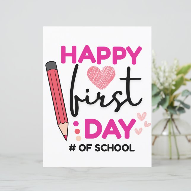 Papier Joyeux premier jour d'école, Coeurs mignons (Debout devant)