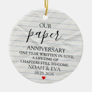 Papier-Jubiläums-Ornament, Papier-Jubiläumsgeschen Keramik Ornament