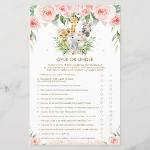 Papier Jungle Animaux Floral Baby Over or Under Game