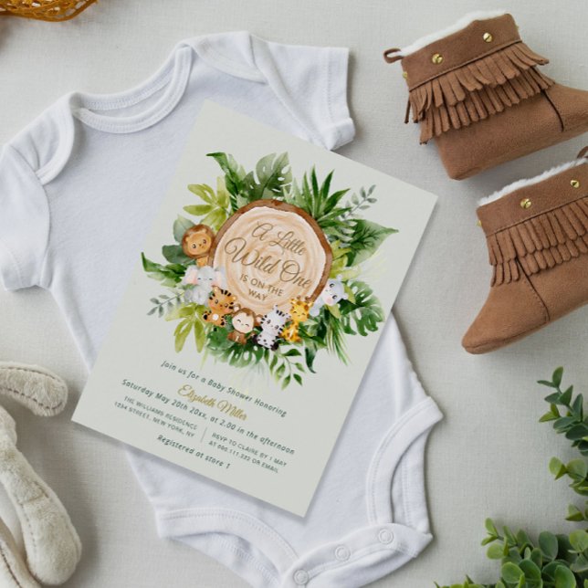 Papier jungle animaux sauvages un baby shower invitation (Créateur téléchargé)