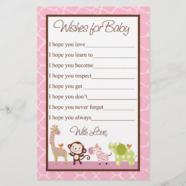 Papier Jungle Jill/Girl Animals Wives for Baby shower (Devant)