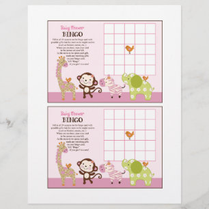 Papier Jungle Jill Girl Animaux "Baby shower Bingo" feuil
