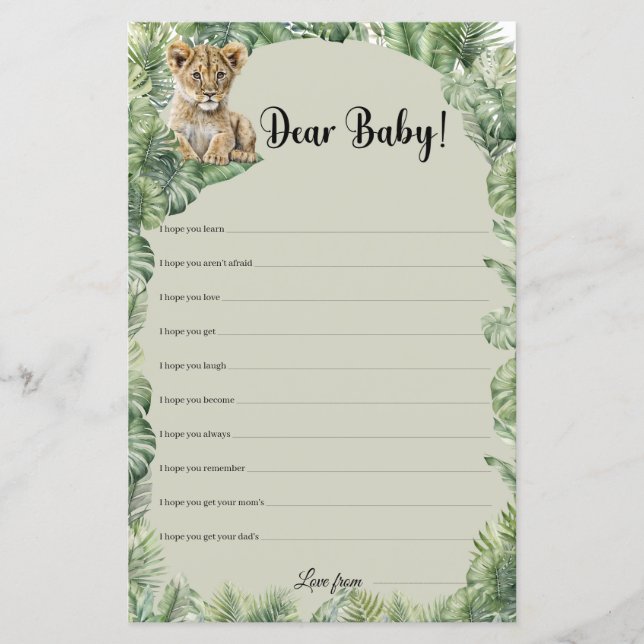 Papier Jungle Safari Animaux Chers Bébés Voeux jeu (Devant)