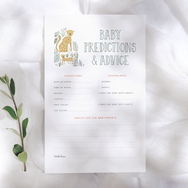 Papier Jungle Safari Baby Predictions & Conseils Jeu (Créateur téléchargé)