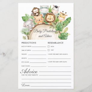 Papier Jungle Vert Baby Prédictions et conseils Douche