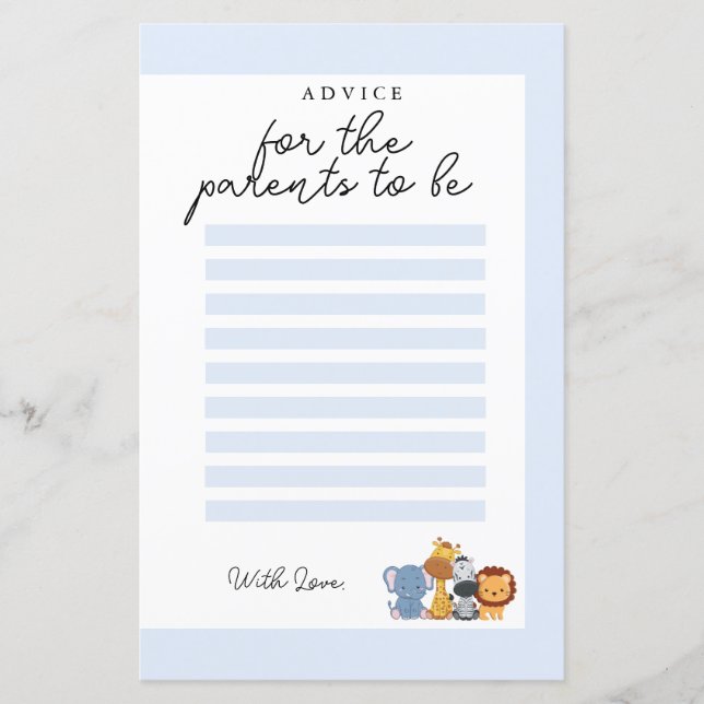 Papier Jungle Wild One Baby shower Conseils pour les pare (Devant)