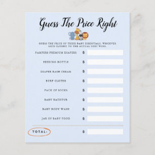 Papier Jungle Wild Un Baby shower Jeu Devinez Le Prix