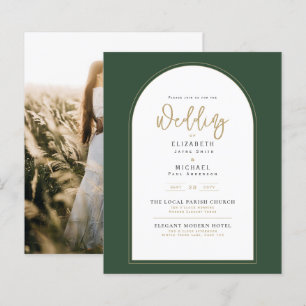 Papier Juniper Green Gold PHOTO Mariage Inviter BUDGET