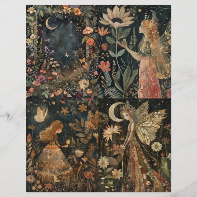 Papier Junk Journal Couverture de la forêt fées (Devant)