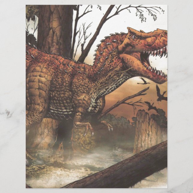 Papier Jurassic Journey : Dinosaure dans son habitat natu (Devant)