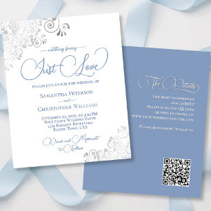 Papier Just Love Blue QR Code BUDGET Mariage Inviter