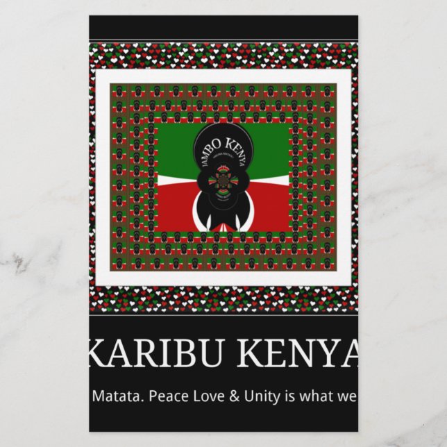 Papier Karibu Kenya : Design des couleurs du drapeau nati (Devant)