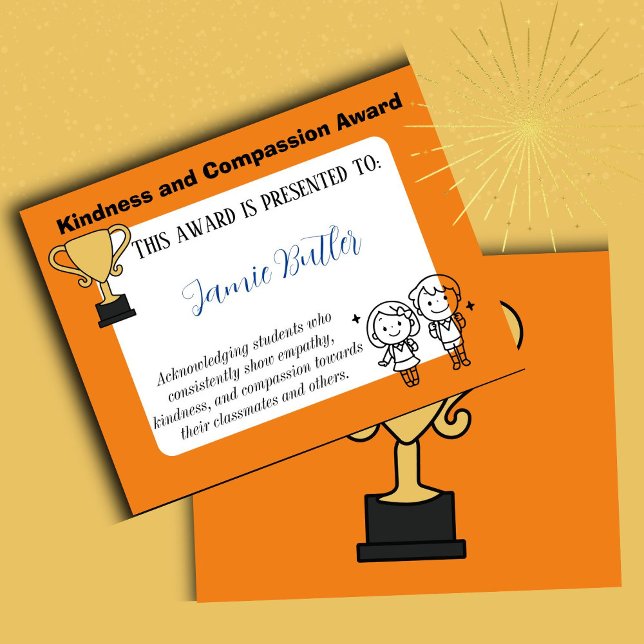 Papier Kindness School classe certificat élève (Kindness award)
