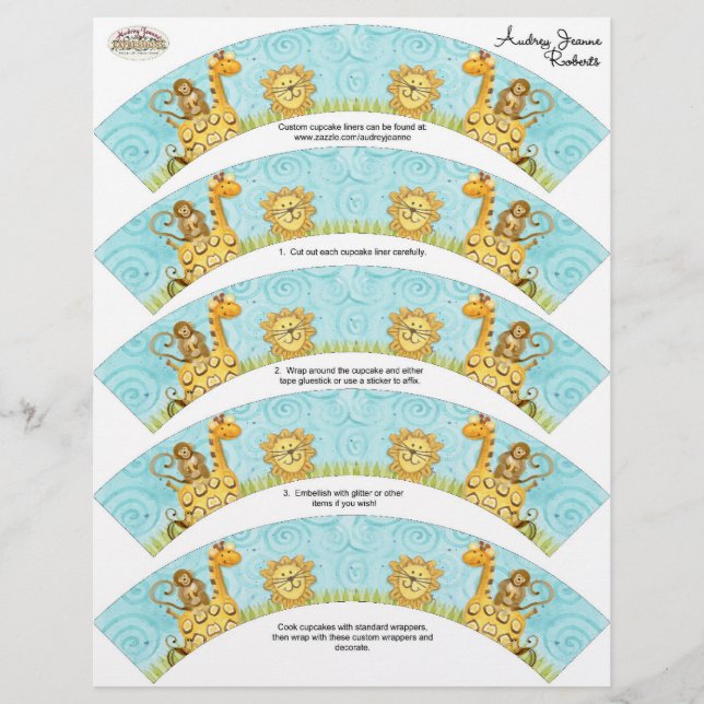 Papier Kit de douche pour bébé Jungle Giraffe Cupcake (Devant)