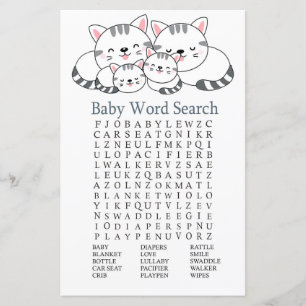Papier Kittens Baby shower Mot de recherche Jeu
