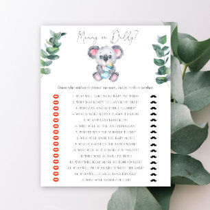 Papier Koala Bear Maman ou papa jeu de baby shower