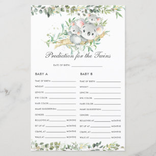 Papier Koalas Baby Greenery Prédiction pour l'activité Tw