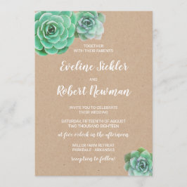 Papier Kraft avec Faire-part de mariage Succulente