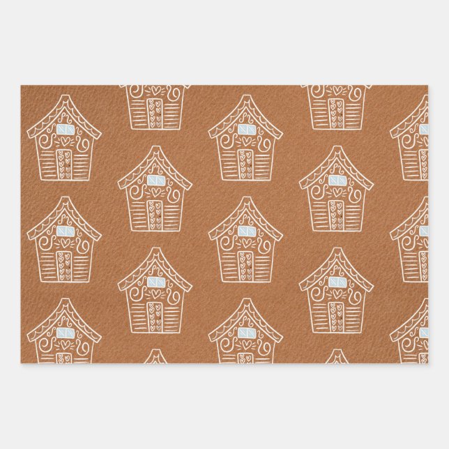 Papier Kraft blanc Gingembre pain Maison cadeau de (Devant)
