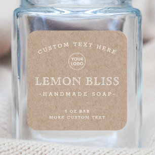 Papier Kraft blanc texte carré produit étiquettes