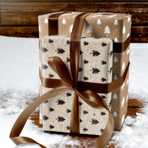 Papier Kraft Brown Arbre de Noël moderne Motif